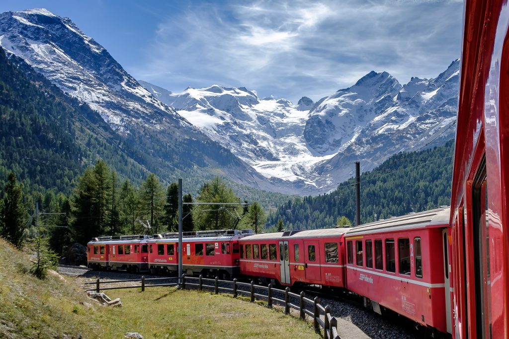 train, Switzerland, mountain 