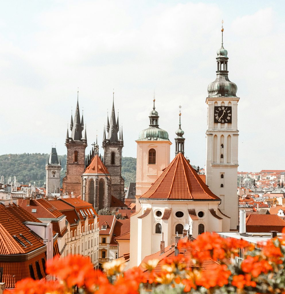 Walking tour of Prague, Czech Republic in spring